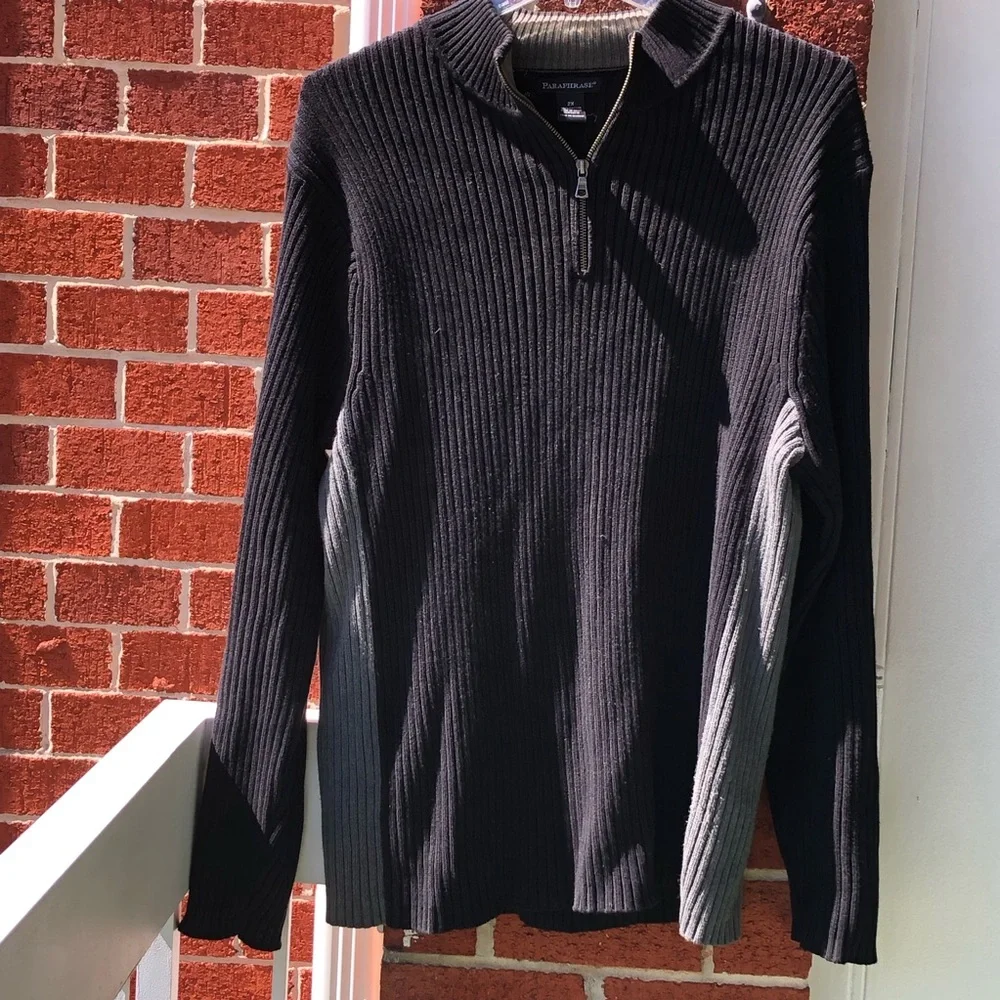 Paraphrase Black and Gray Zip-Up Sweater —#050 - Picture 1 of 6